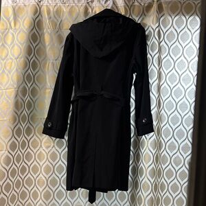 London Fog Classic Black Hooded Trench Coat